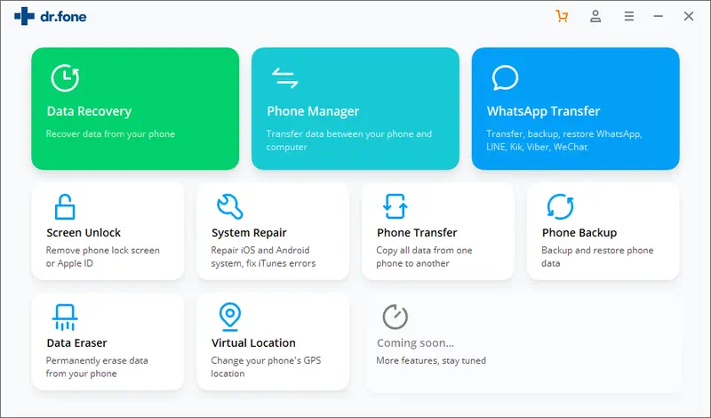Программный интерфейс Wondershare Dr.Fone for Android