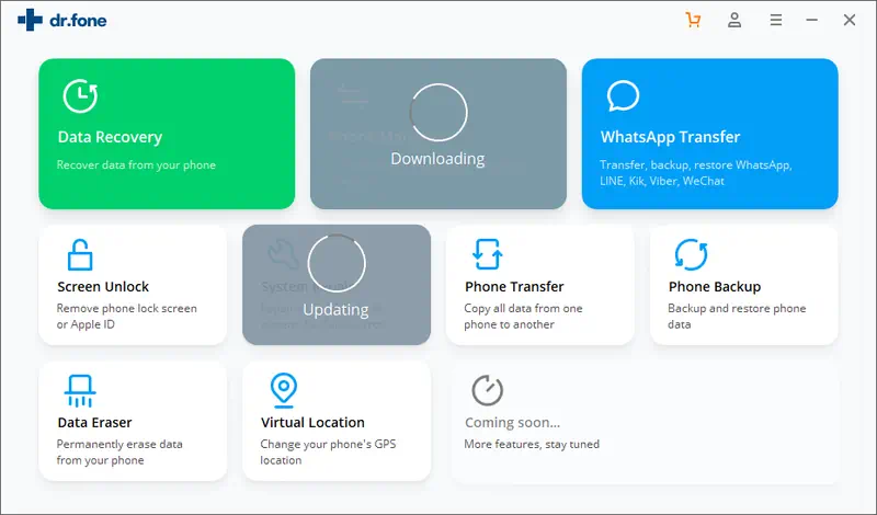 Загрузка дополнительных инструментов Wondershare Dr.Fone for Android