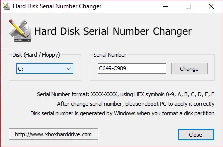 Программа Hard Disk Serial Number Changer