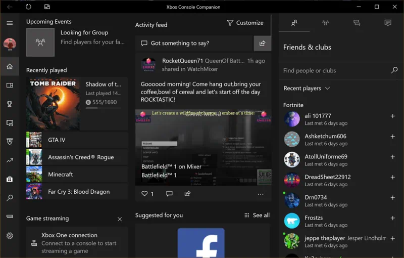 Работа с Компаньон консоли Xbox