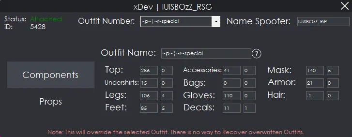 Работа с Outfit Editor