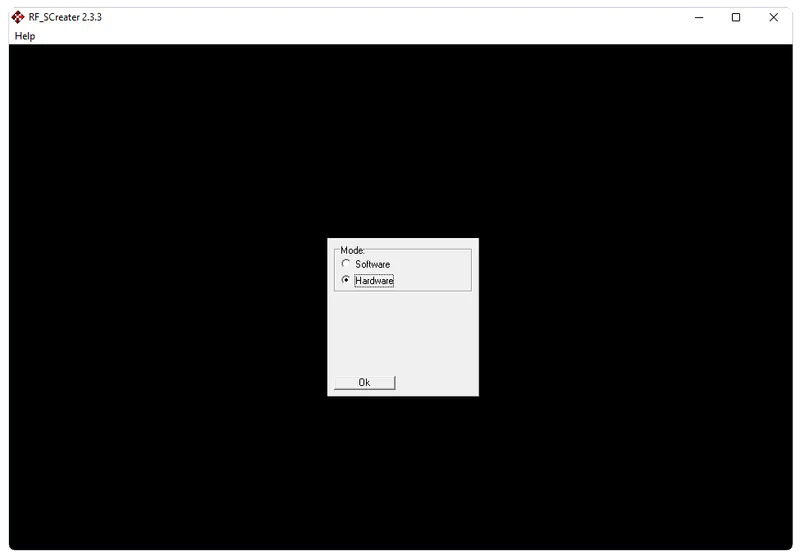 Выбор режима работы RF SCreater
