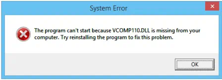 Ошибка Vcomp110.dll