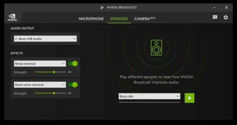 Приложение NVIDIA Broadcast