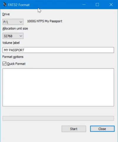 Работа с FAT32format