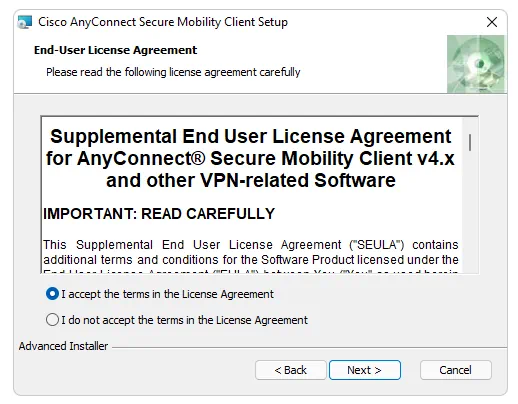 Установка Cisco AnyConnect Secure Mobility