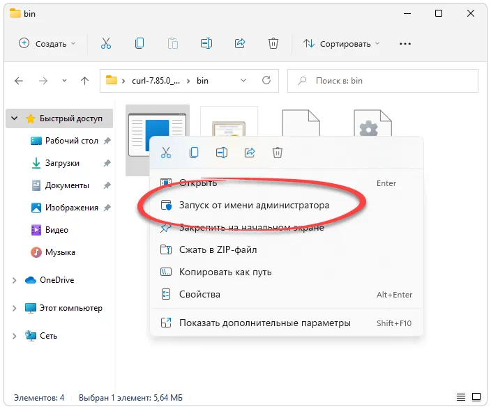 Установка curl для Windows 10