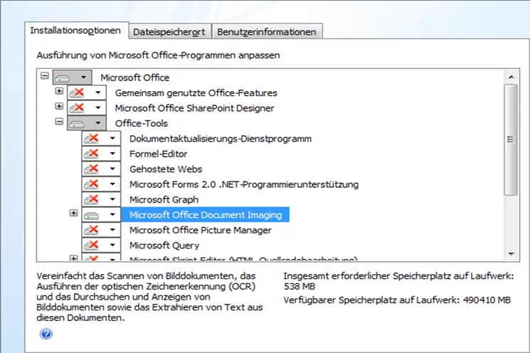 Установка Microsoft Office Document Imaging