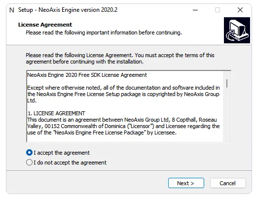Установка NeoAxis Engine