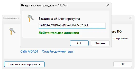 Активация программы AIDA64 Engineer
