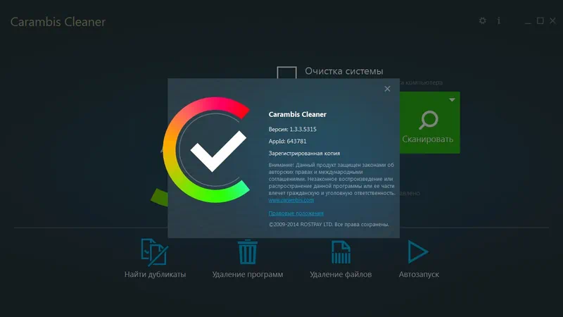 Работа с Carambis Cleaner