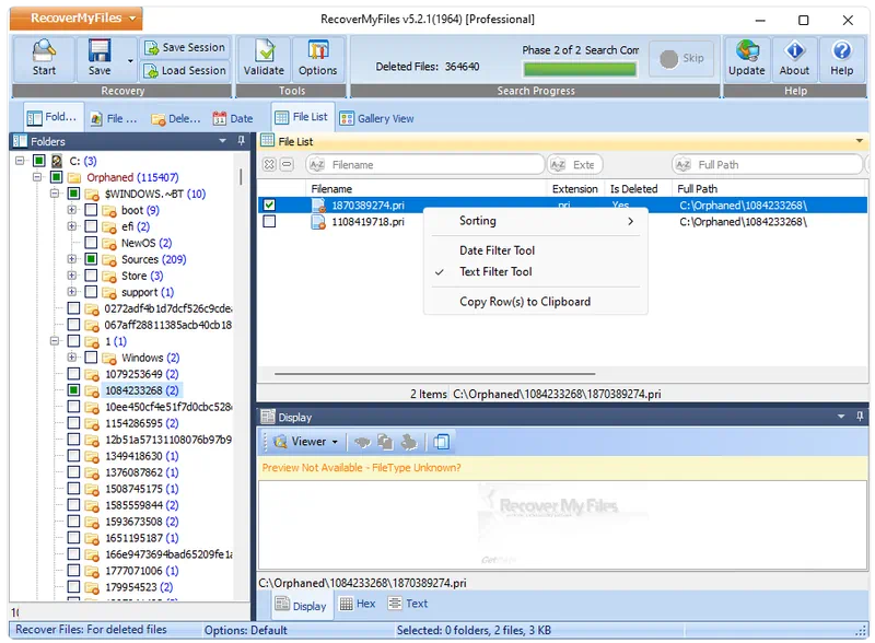 Работа с Recover My Files