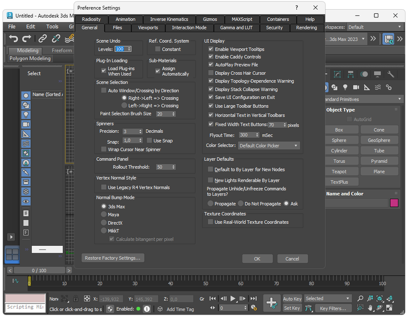 Настройки Autodesk 3ds Max