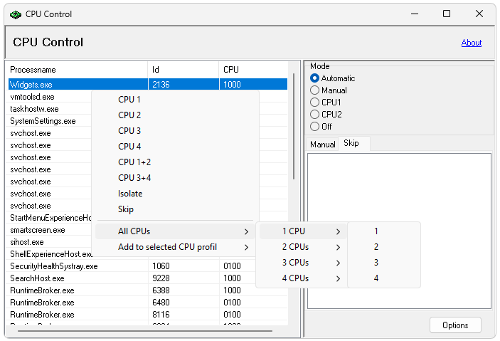 Работа с Cpu Control