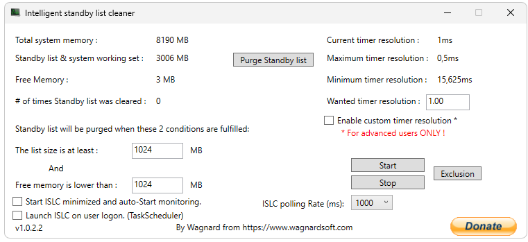 Intelligent Standby List Cleaner