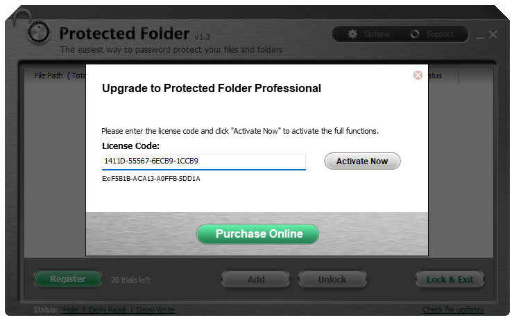 Активация Iobit Protected Folder