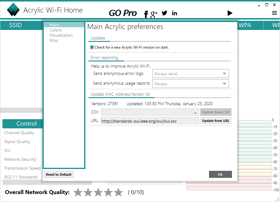 Настройка Acrylic Wi Fi Analyzer