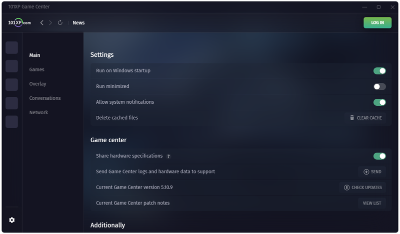 Настройки 101xp