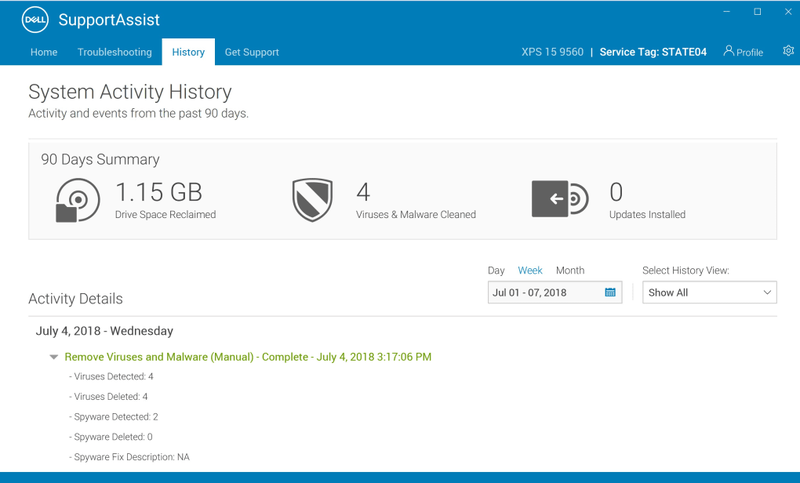 Работа с Dell Supportassist