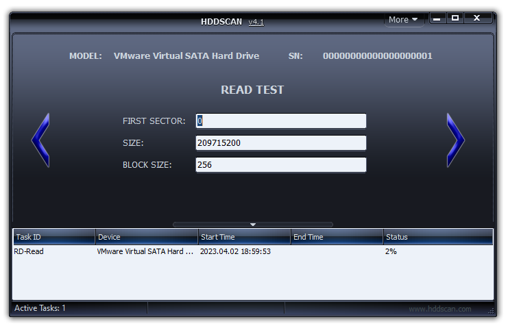 Работа с Hddscan