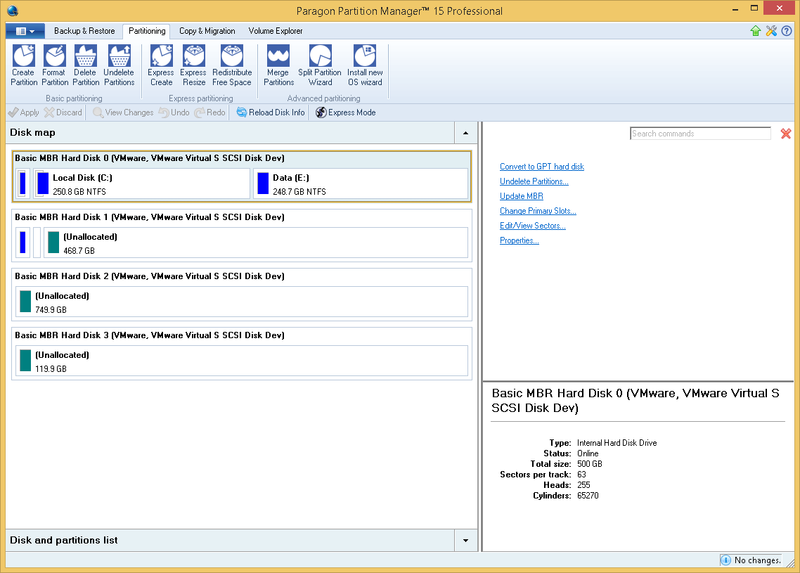 Работа с Paragon Partition Manager