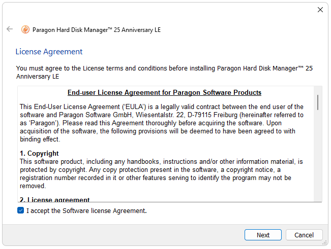 Установка Paragon Partition Manager