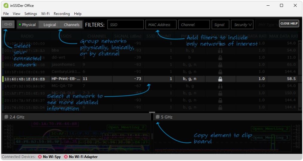 Работа с Inssider